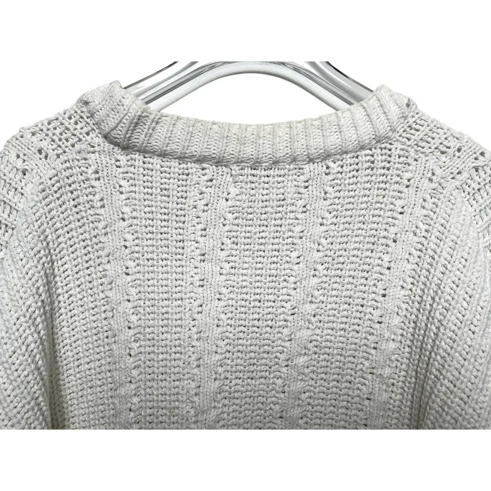 90s Vintage Jacobson's Ivory Knitted Grandpa Cardigan - Picture 6 of 8